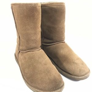 Bearpaw Mid Calf Suede Sheepskin Snow Boots